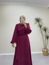 3063 - Yandan Bağlamalı Krep Elbise - Bordo