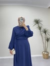 3063 - Yandan Bağlamalı Krep Elbise - Lacivert