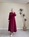 3070 - Yelekli Elbise - Bordo