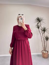 3070 - Yelekli Elbise - Bordo