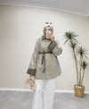 3093 - Çift Renk Trençkot - Kahverengi