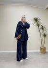 3100 - Düğmeli Denim Takım - Lacivert