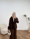 3124 - Kürklü Triko Takım - Kahverengi