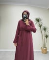 3131 - Yakası Broşlu Tencel Elbise - Bordo
