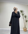 3131 - Yakası Broşlu Tencel Elbise - Siyah