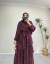 3162 - Katkat Şİfon Elbise - Bordo 