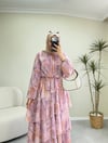 3162 - Katkat Şİfon Elbise - Pembe