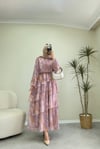 3162 - Katkat Şİfon Elbise - Pembe