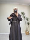 3332 - Ceketli Denim Elbise - Kahverengi