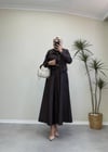 3332 - Ceketli Denim Elbise - Kahverengi