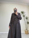 3332 - Ceketli Denim Elbise - Kahverengi
