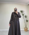 3332 - Ceketli Denim Elbise - Kahverengi