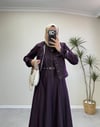 3332 - Ceketli Denim Elbise - Mürdüm 