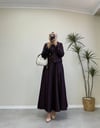 3332 - Ceketli Denim Elbise - Mürdüm 