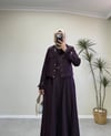 3332 - Ceketli Denim Elbise - Mürdüm 