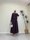 3332 - Ceketli Denim Elbise - Mürdüm 