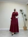 3346 - Güpürlü Elbise - Bordo