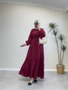 3346 - Güpürlü Elbise - Bordo