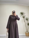 3391 - Toka Detaylı Elbise - Kahverengi
