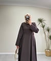3391 - Toka Detaylı Elbise - Kahverengi