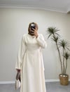 3391 - Toka Detaylı Elbise - Krem