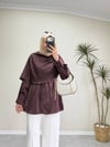 3407 - Pelerin Saten Gömlek -Bordo