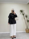3407 - Pelerin Saten Gömlek - Siyah