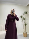 3520 - Nervürlü Elbise - Mürdüm