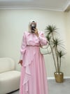 3827 - Fırfırlı Vual Elbise - Pembe
