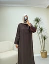 3834 - Basıc Tencel Elbise -kahverengi