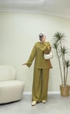 3858 - Belden Bağlamalı Tencel Takım - Olive