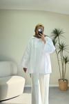 3865 - Düğmeli Poplin Gömlek - Beyaz