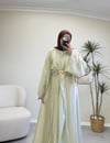 3889 - Gold Broşlu Elbise - Mint Yeşil