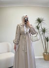 3940 - Karanfil Çizgili Elbise - Kahve