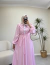 3940 - Karanfil Çizgili Elbise - Pembe