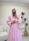 3940 - Karanfil Çizgili Elbise - Pembe