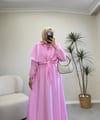 3971 - Gold Broşlu Etek Takım - Pembe