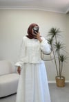 4084 - Papatyalı Fisto Etek Takım - Beyaz
