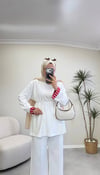 4149 - Ekoseli Oys Tunik - Ekru