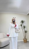 4149 - Ekoseli Oys Tunik - Ekru