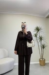 4152 - Piliseli Pantolon Takım - Kahverengi