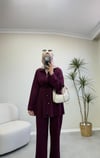 4152 - Piliseli Pantolon Takım - Mürdüm