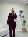 4152 - Piliseli Pantolon Takım - Mürdüm