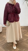 4206 - Desenli Kapitone Ceket - Bordo