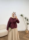 4206 - Desenli Kapitone Ceket - Bordo