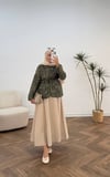 4206 - Desenli Kapitone Ceket - Yeşil