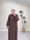 7154 - Kemerli Kalem Elbise - Kahve rengi