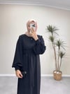 7154 - Kemerli Kalem Elbise - Siyah