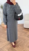 9825 - Düğmeli Etek Takım - Antrasit 