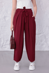 Bordo  Paça Bileli  Pantolon
